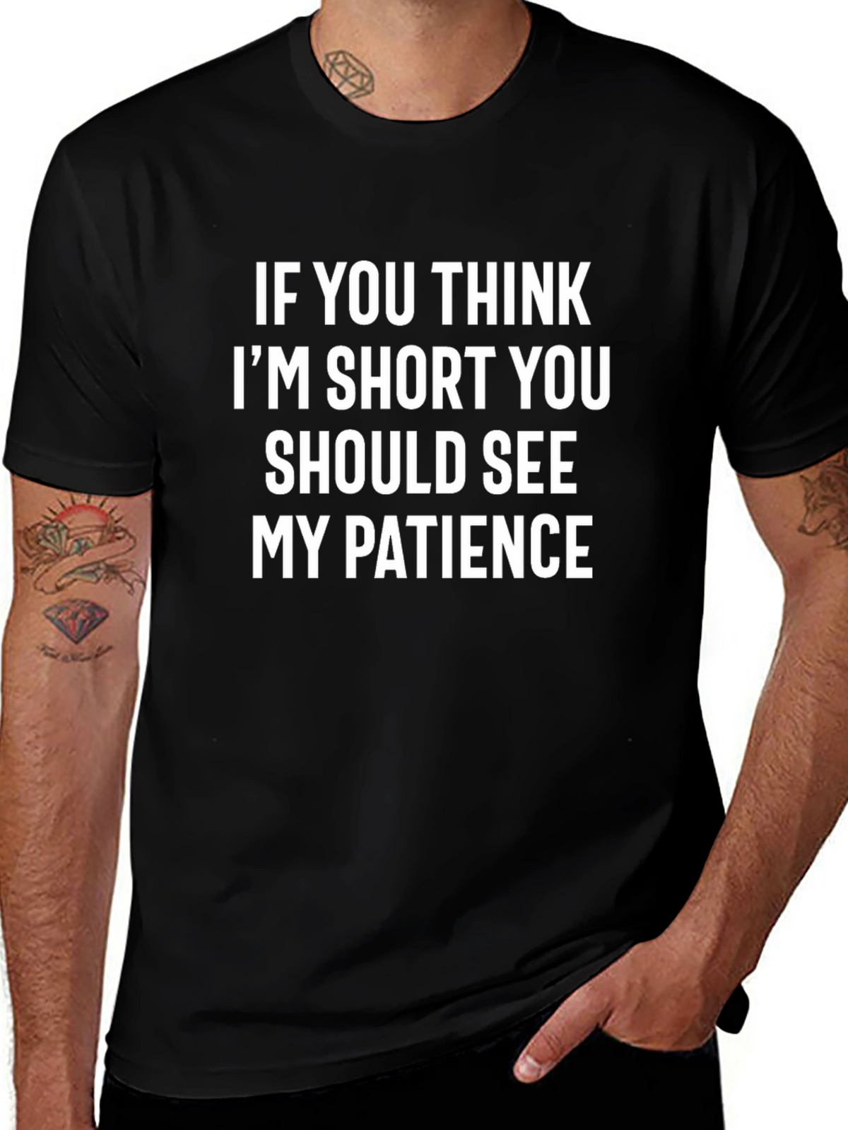Funny Short Patience Graphic Tee - Black