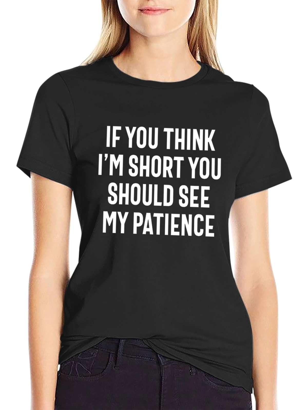 Funny Short Patience Graphic Tee - Black