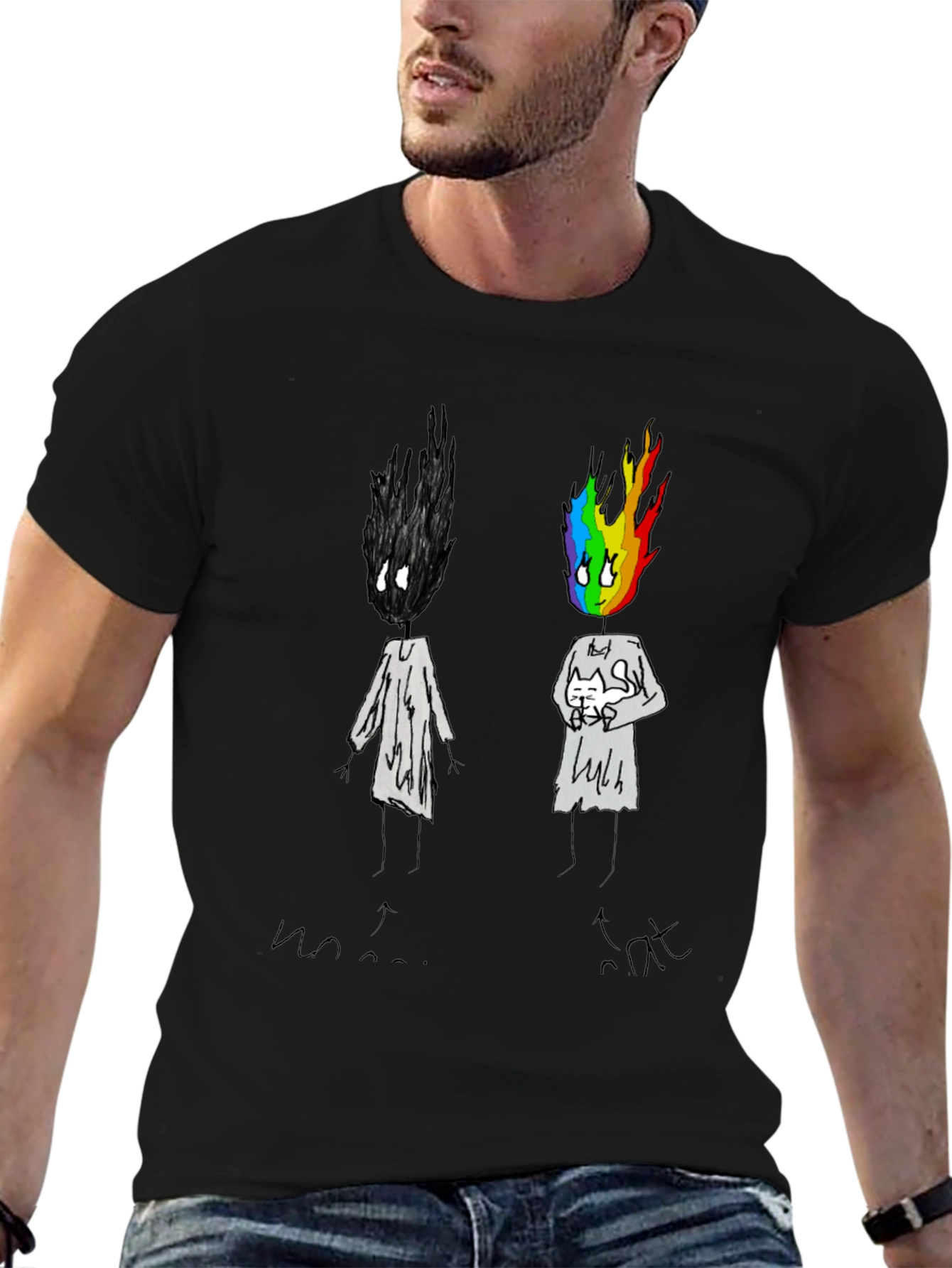 Unique Graphic Print Black T-Shirt