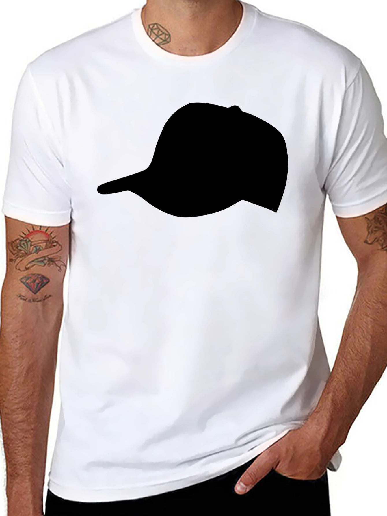 Black Hat Silhouette T-Shirt | Casual Graphic Tee