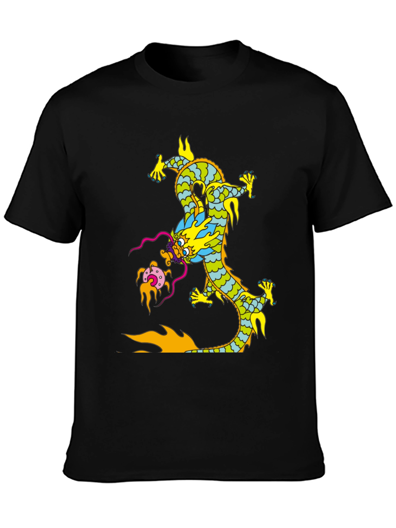 Dragon Graphic Print Black T-Shirt