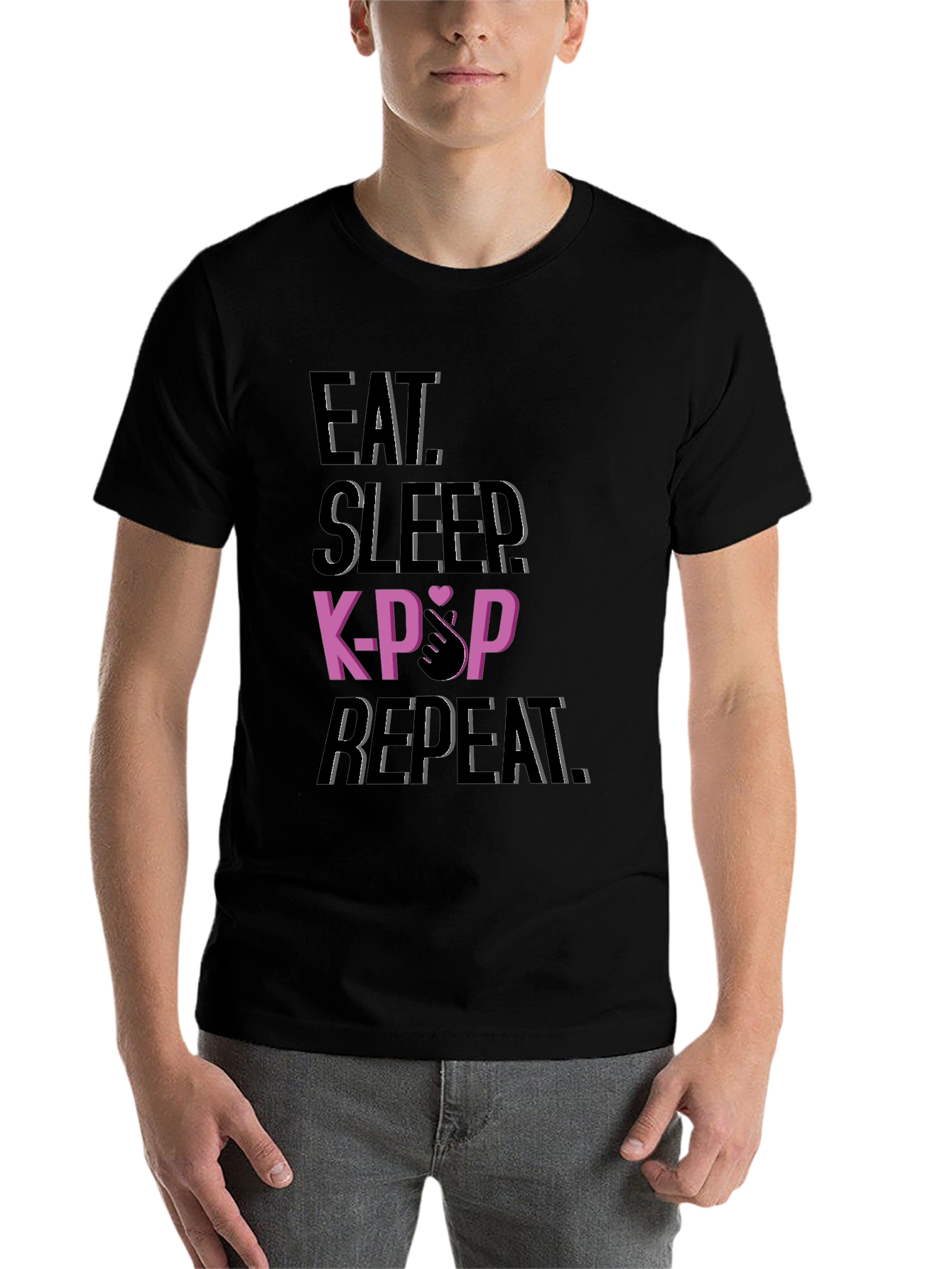 Eat Sleep K-Pop Repeat Black T-Shirt