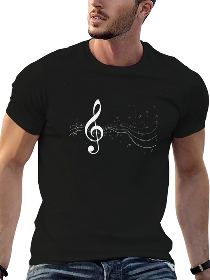 Music Treble Clef Graphic Tee - Black Cotton T-Shirt