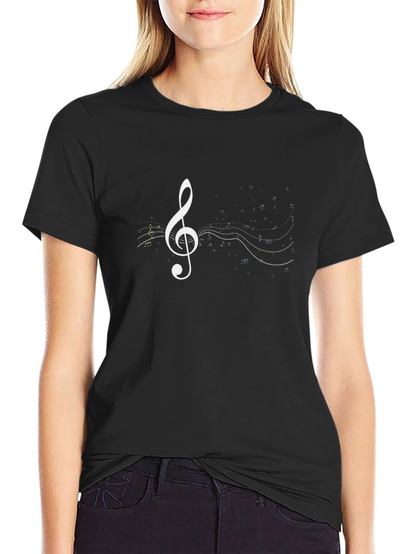 Music Treble Clef Graphic Tee - Black Cotton T-Shirt