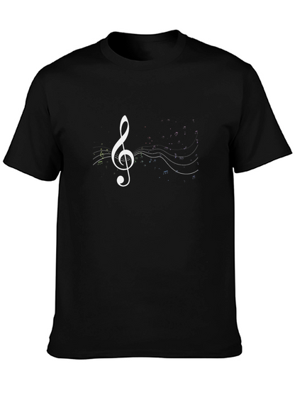 Music Treble Clef Graphic Tee - Black Cotton T-Shirt