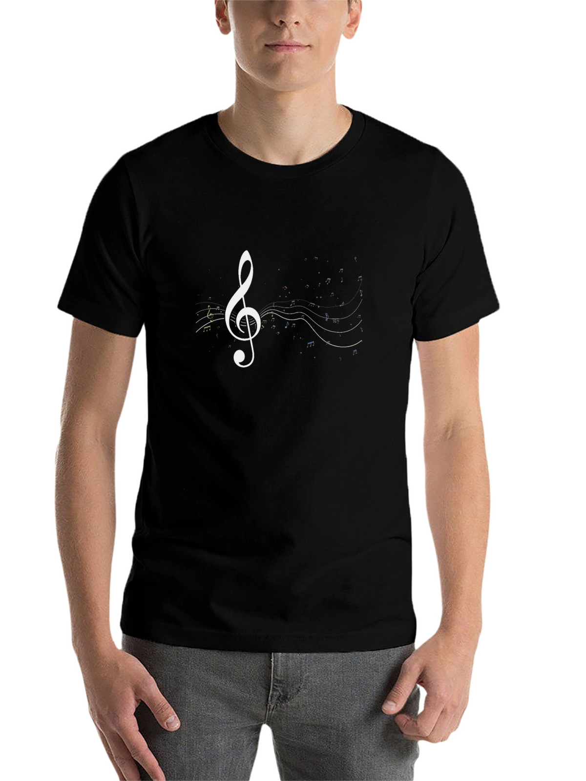 Music Treble Clef Graphic Tee - Black Cotton T-Shirt