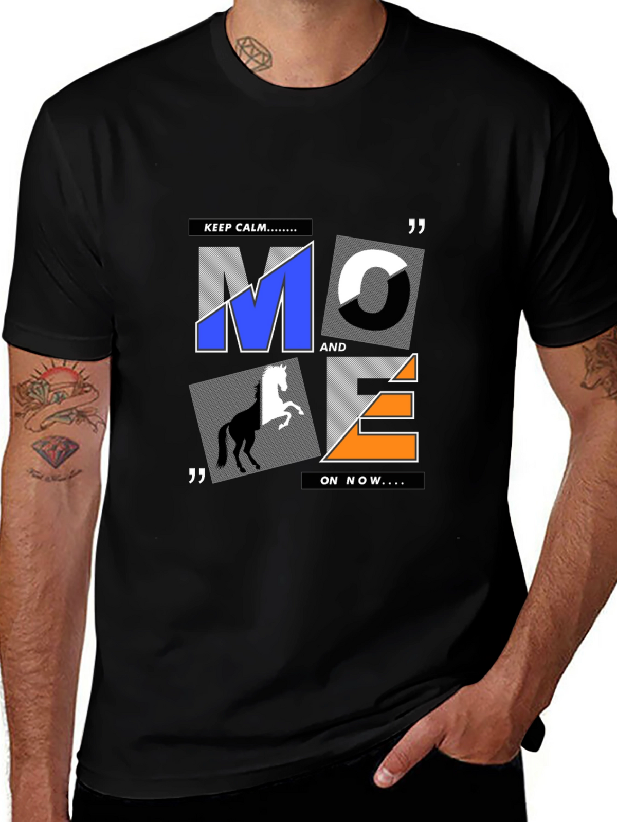 Graphic Print Mens T-Shirt - Black