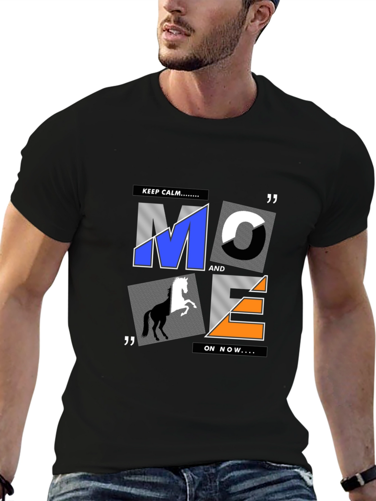 Graphic Print Mens T-Shirt - Black