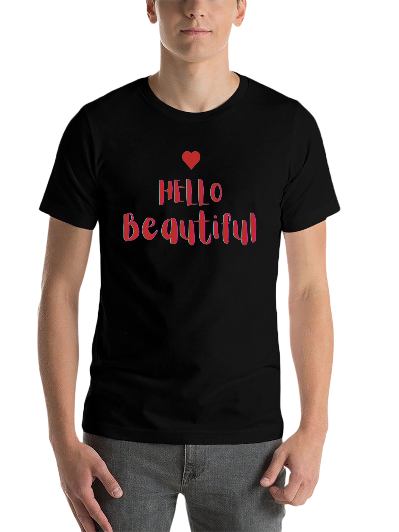 Hello Beautiful Graphic Tee - Stylish Black T-Shirt