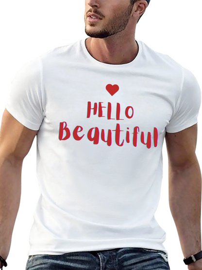 Hello Beautiful Graphic Tee - Stylish Black T-Shirt