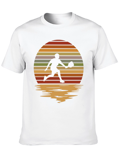 Retro Sunset Pickleball Player Graphic T-Shirt