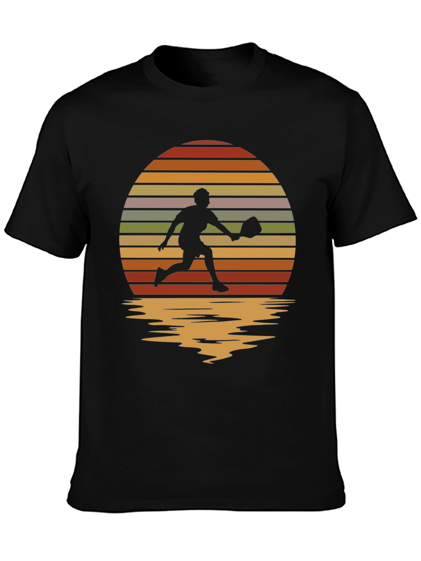Retro Sunset Pickleball Player Graphic T-Shirt