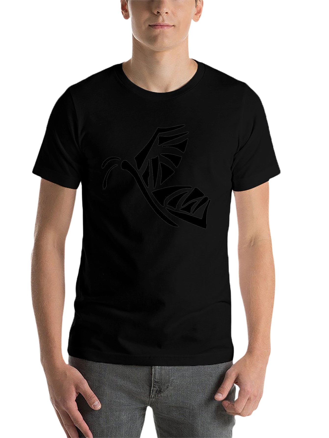 Tribal Butterfly Graphic Black T-Shirt