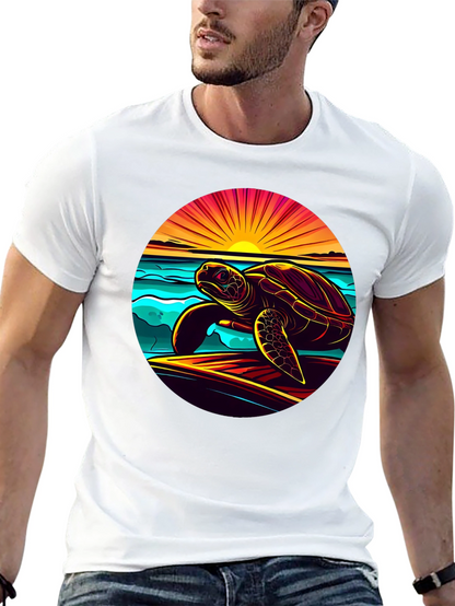 Sunset Turtle Graphic Tee - Beach Style