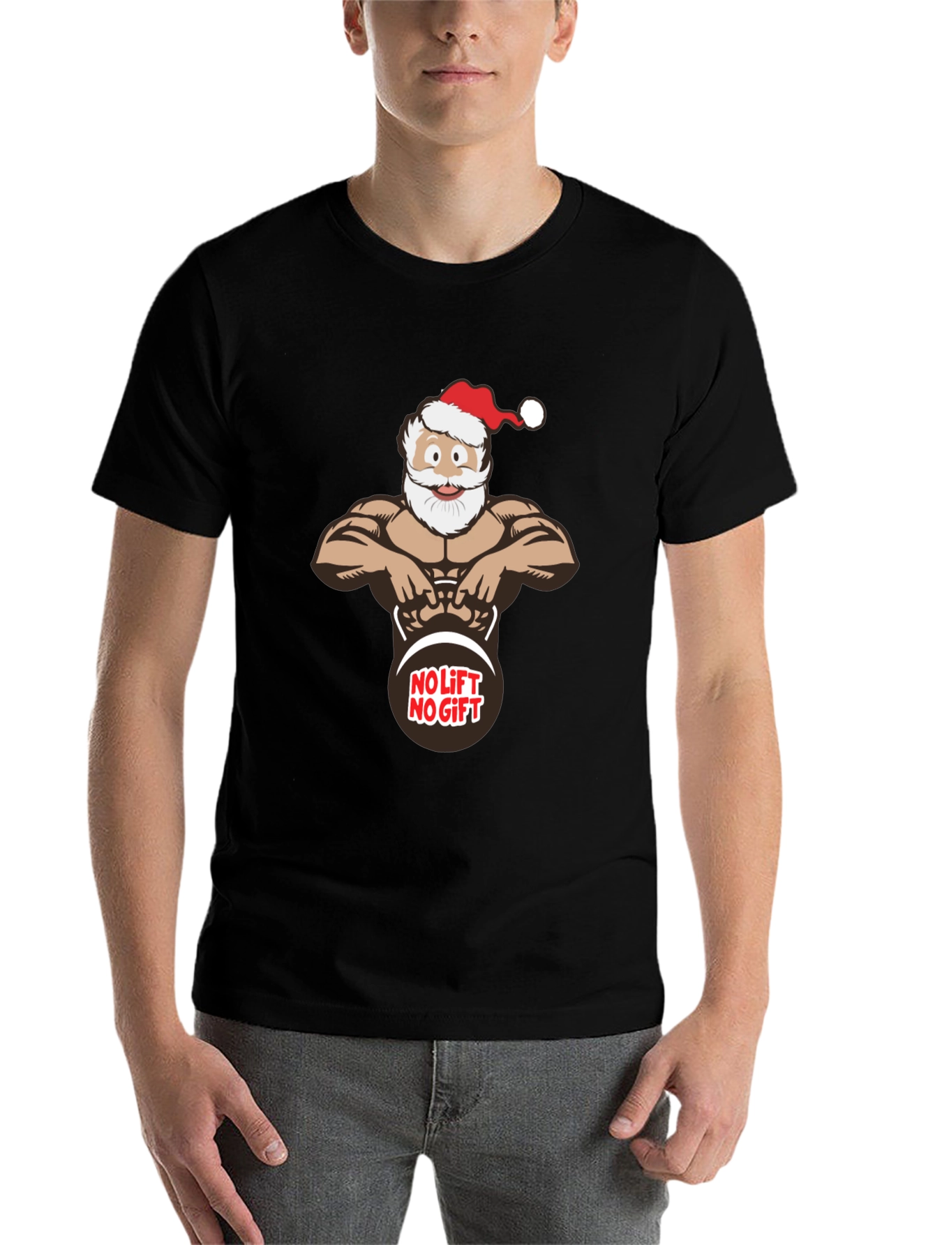 No Lift No Gift Santa Black T-Shirt