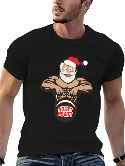 No Lift No Gift Santa Black T-Shirt