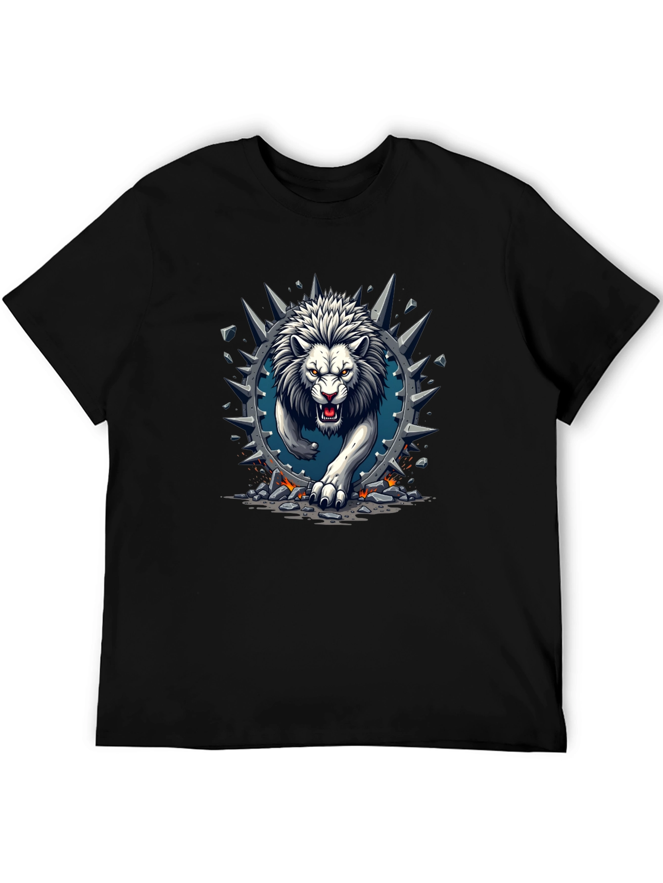 Lion Graphic Print Crew Neck Tee