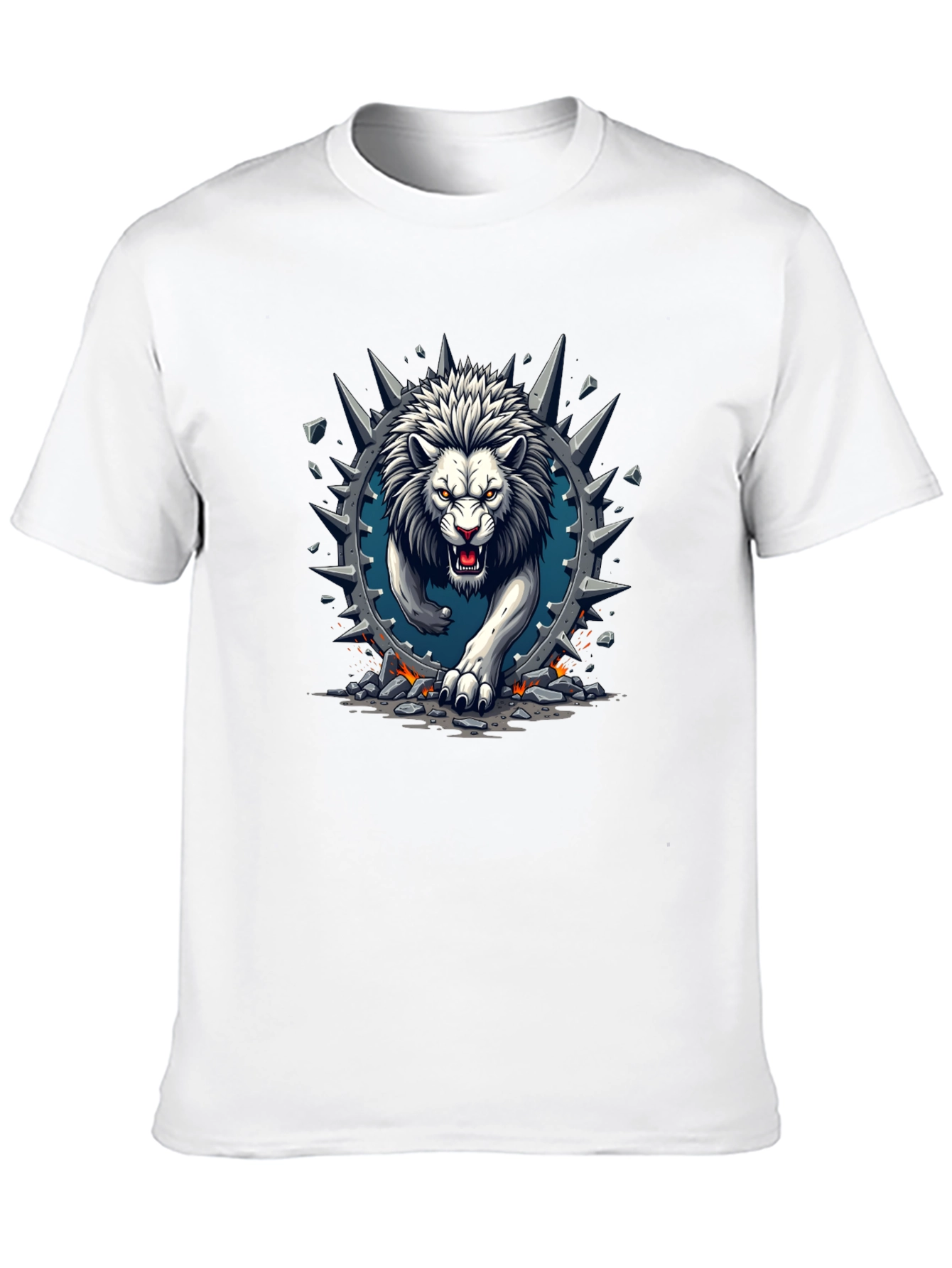 Lion Graphic Print Crew Neck Tee