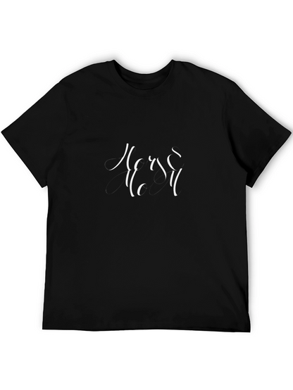 Elegant Black T-Shirt with Artistic White Print
