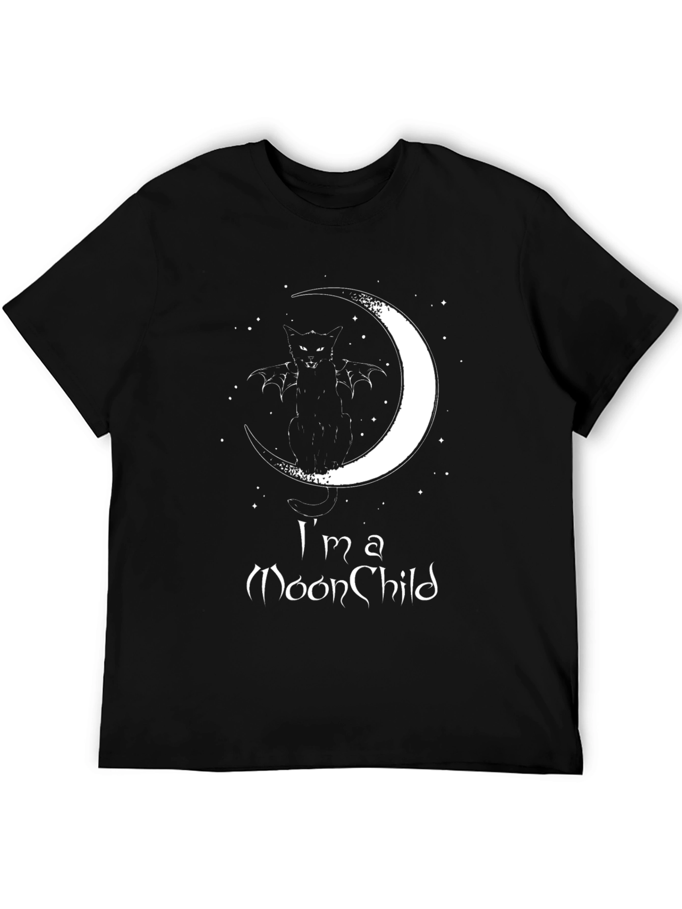 Moon Child Graphic T-Shirt - Black Cotton Tee