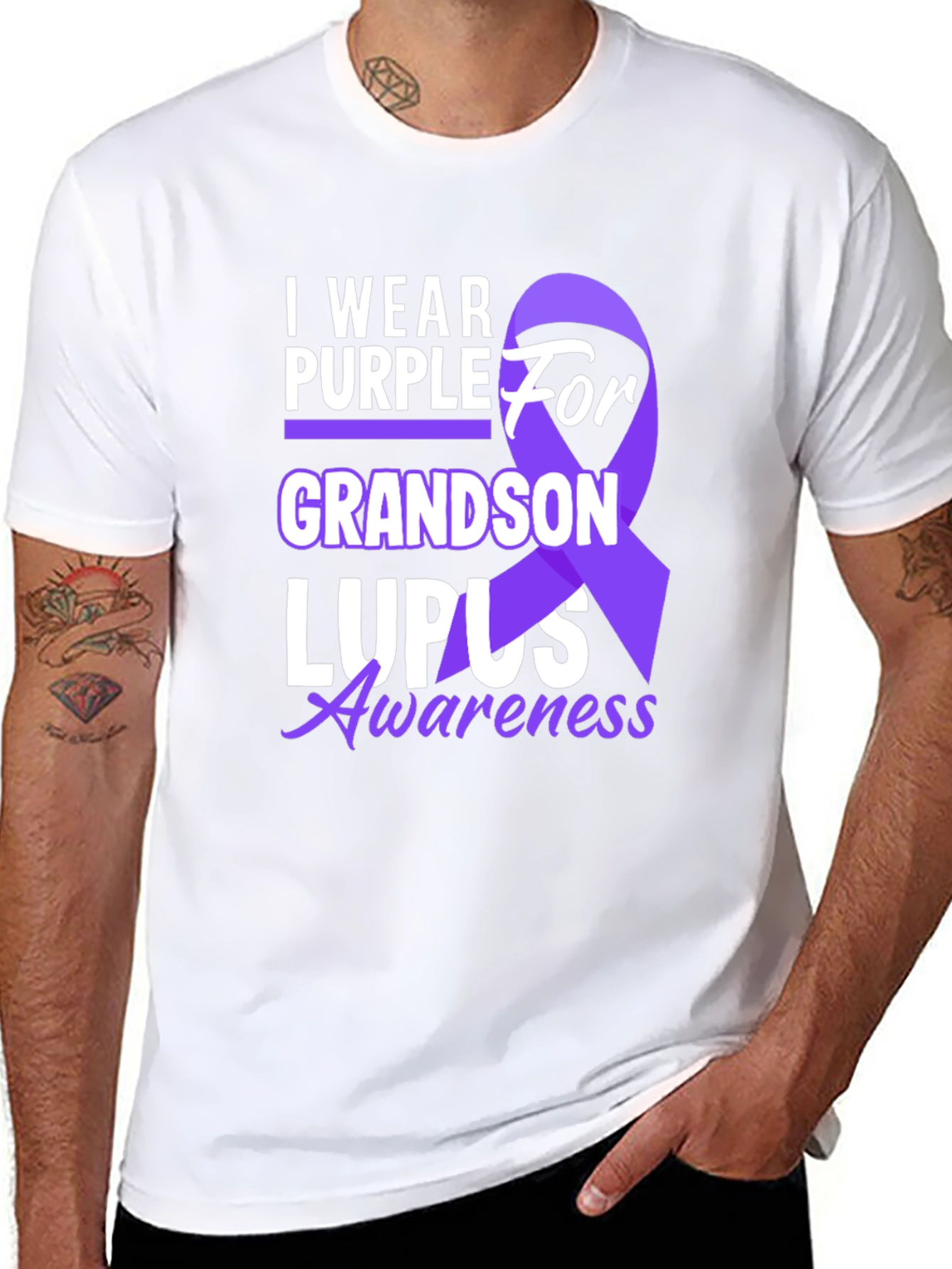 Purple Lupus Awareness Grandson T-Shirt