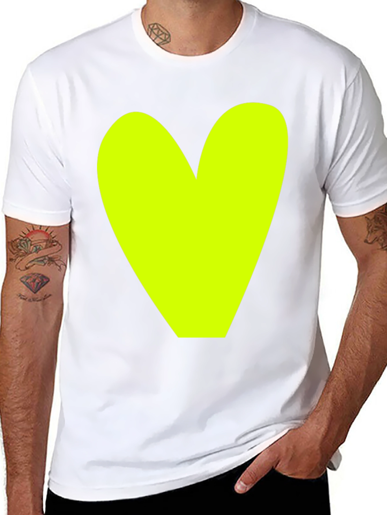 Bold Heart Graphic Tee - Black Cotton Casual Shirt