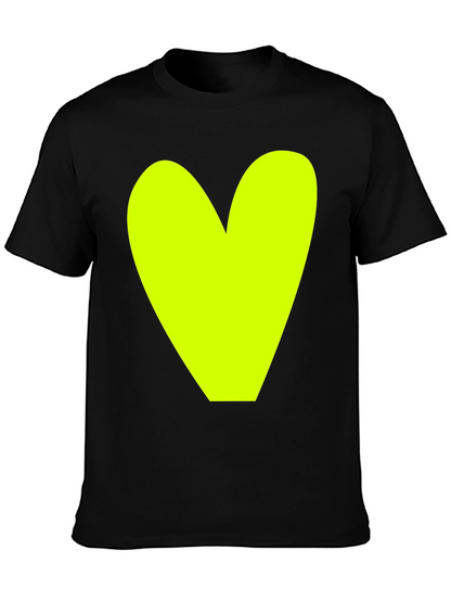 Bold Heart Graphic Tee - Black Cotton Casual Shirt