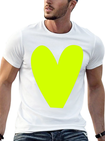 Bold Heart Graphic Tee - Black Cotton Casual Shirt