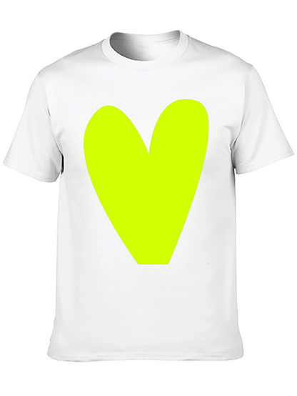 Bold Heart Graphic Tee - Black Cotton Casual Shirt