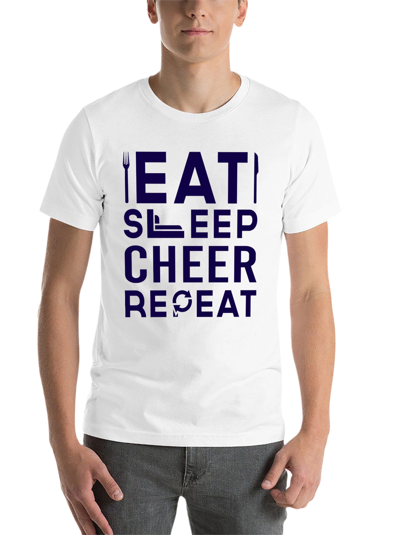 Eat Sleep Cheer Repeat Black Graphic Tee