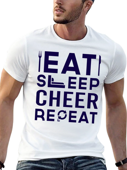 Eat Sleep Cheer Repeat Black Graphic Tee