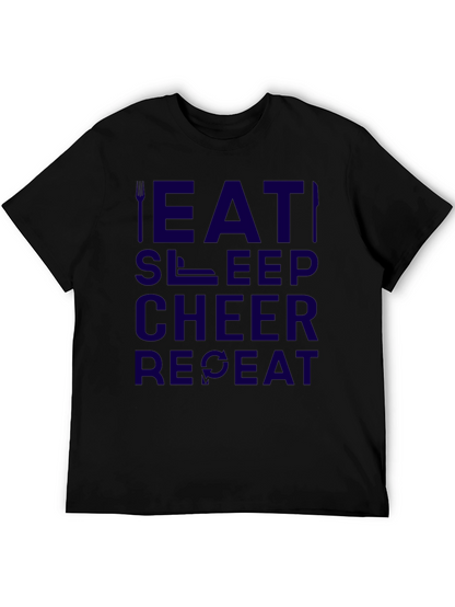 Eat Sleep Cheer Repeat Black Graphic Tee