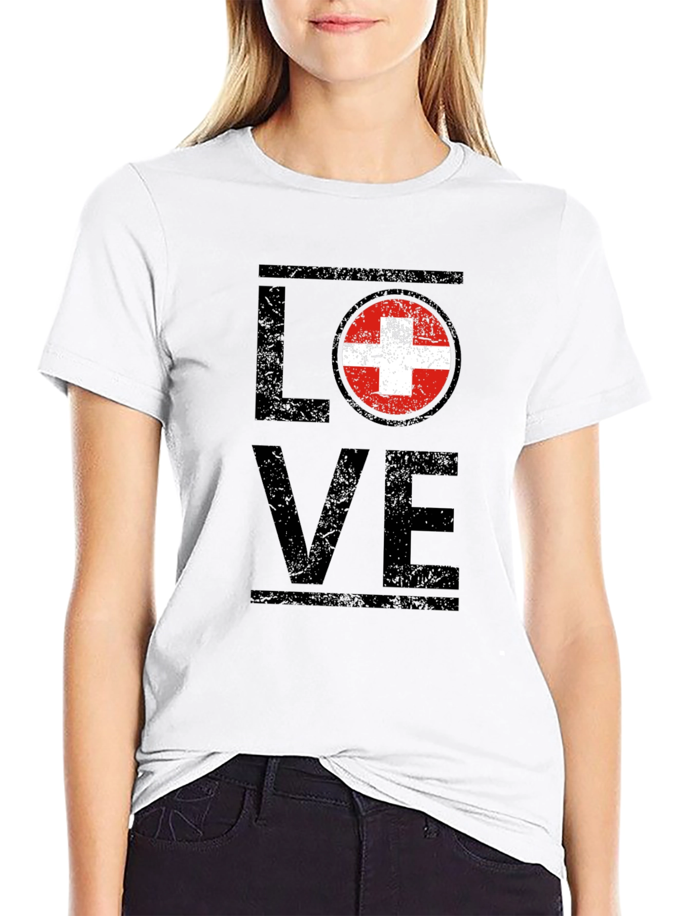 Love Switzerland T-Shirt Swiss Flag Graphic Tee