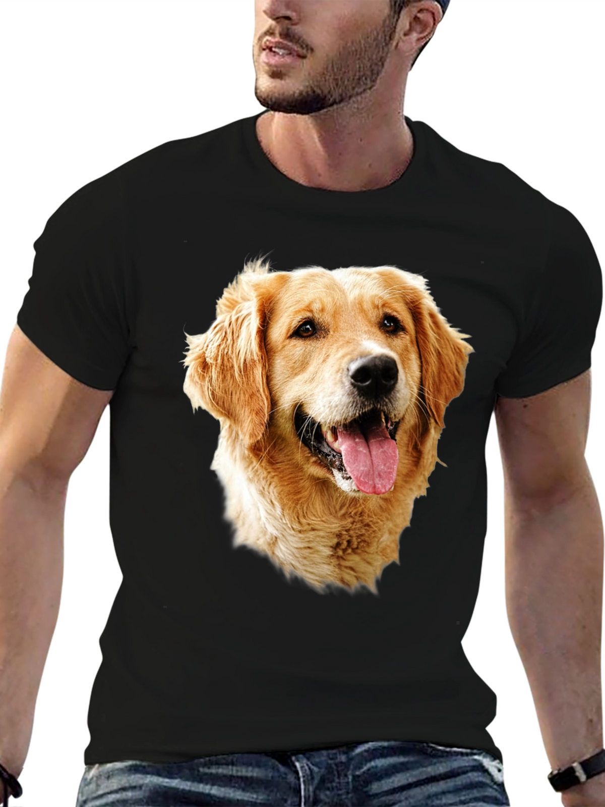 Golden Retriever Dog Graphic Tee - Black T-Shirt
