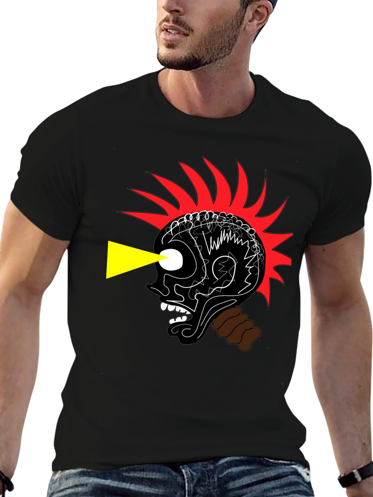 Edgy Graphic Print Black T-Shirt