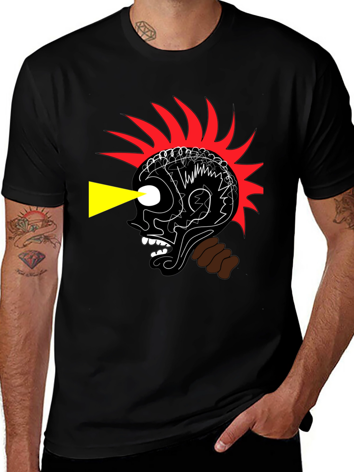 Edgy Graphic Print Black T-Shirt