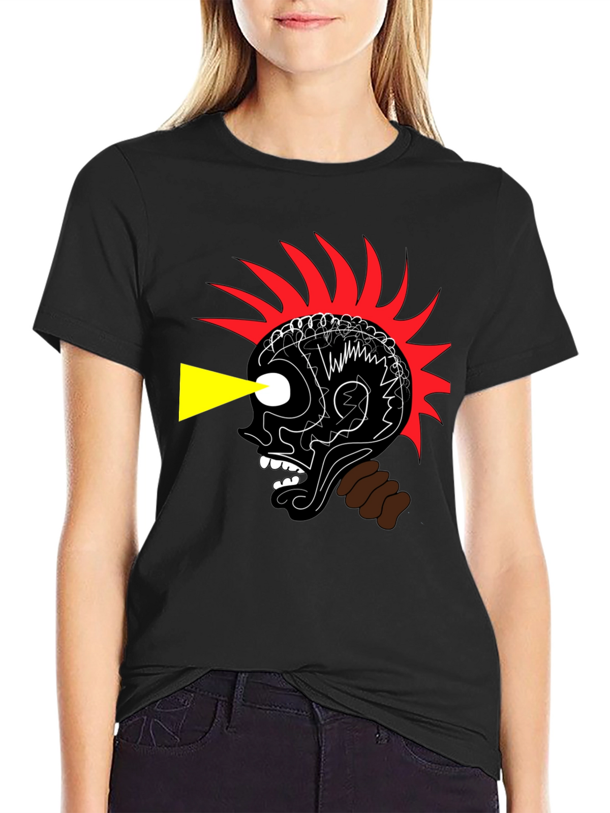 Edgy Graphic Print Black T-Shirt