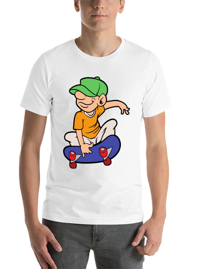 Skateboard Cartoon Graphic Tee - Black
