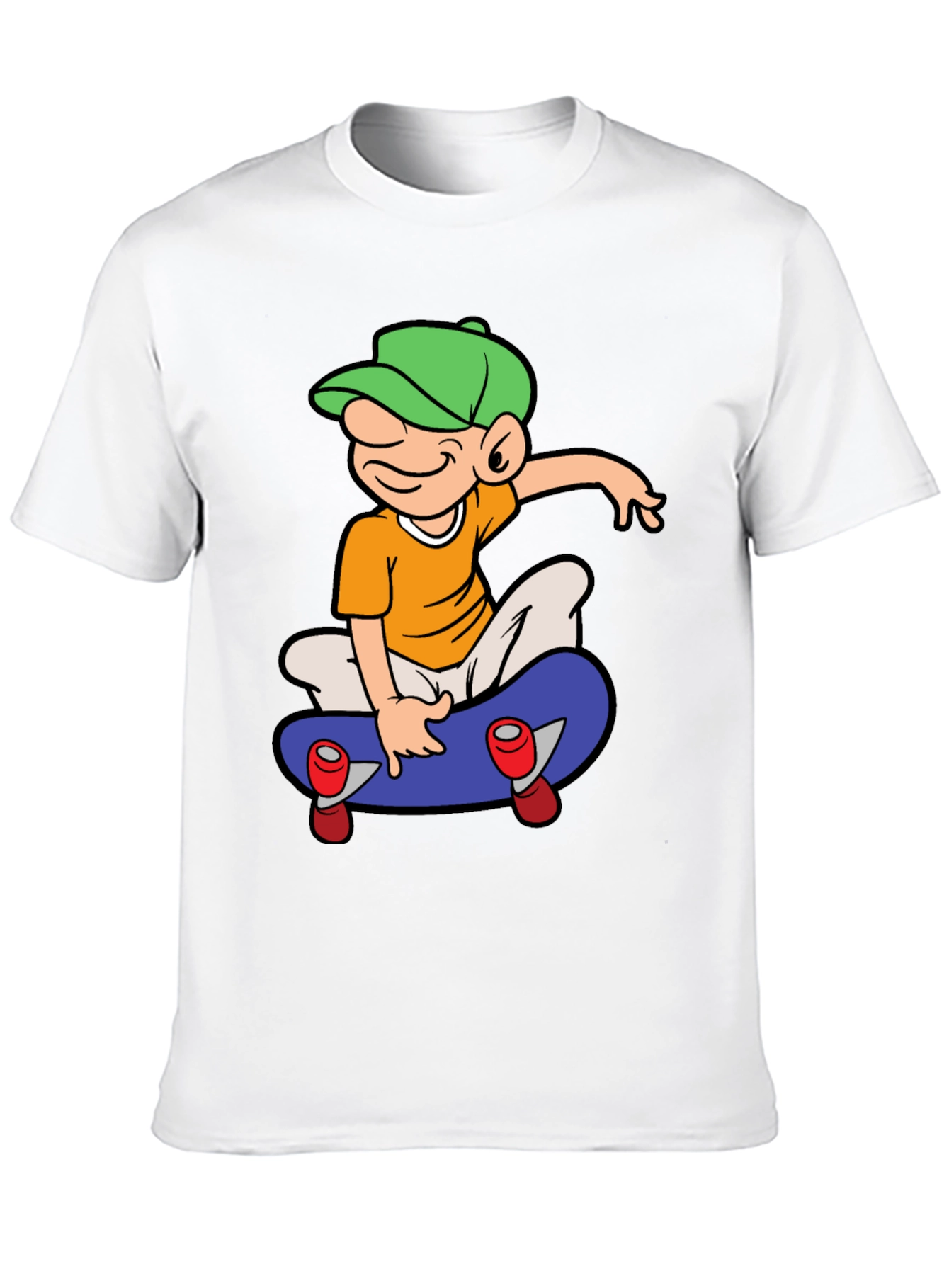 Skateboard Cartoon Graphic Tee - Black
