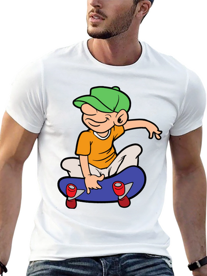 Skateboard Cartoon Graphic Tee - Black