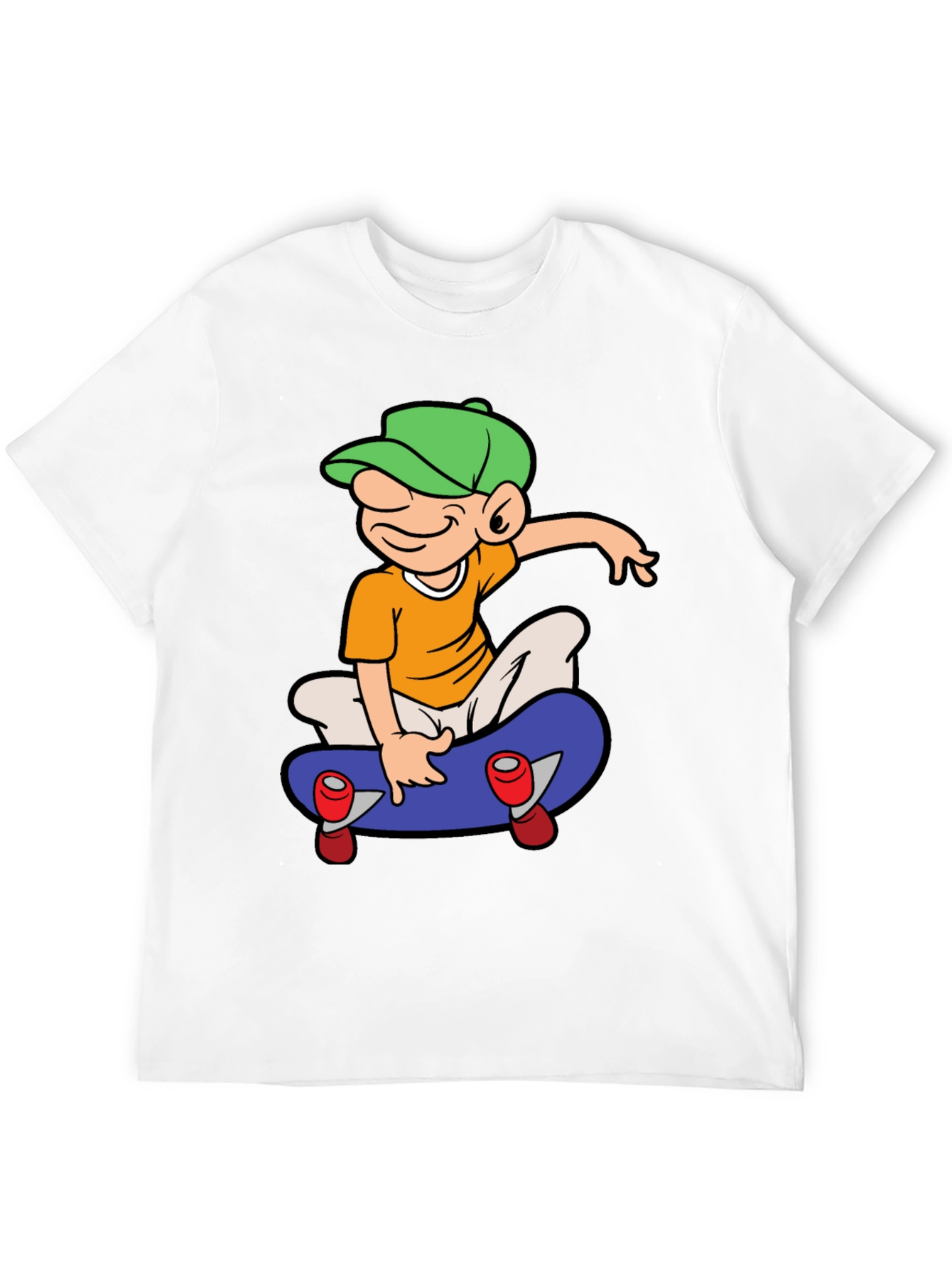 Skateboard Cartoon Graphic Tee - Black
