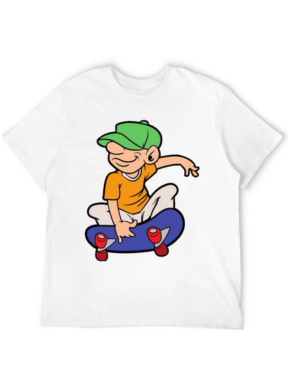 Skateboard Cartoon Graphic Tee - Black