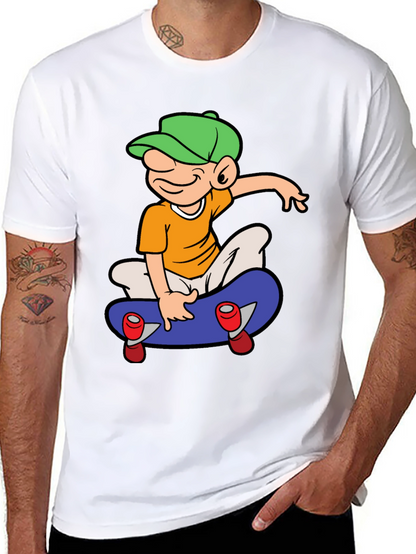 Skateboard Cartoon Graphic Tee - Black