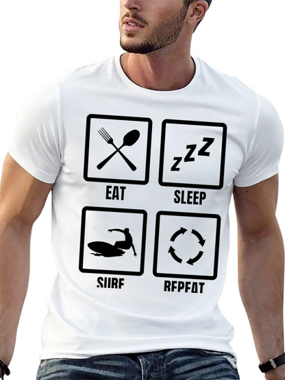 Eat Sleep Surf Repeat Graphic Tee - Black T-Shirt