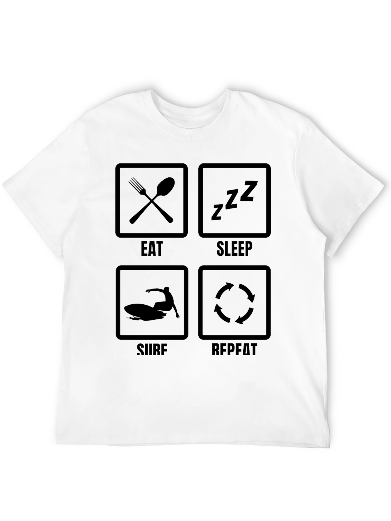 Eat Sleep Surf Repeat Graphic Tee - Black T-Shirt