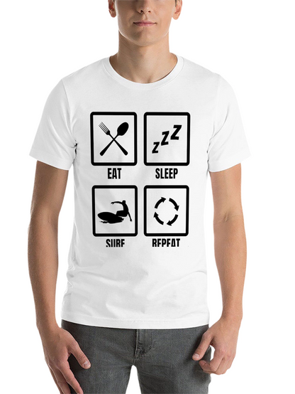 Eat Sleep Surf Repeat Graphic Tee - Black T-Shirt