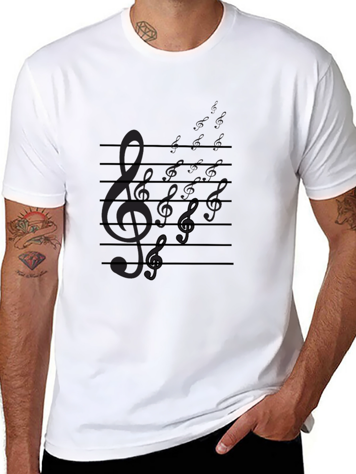 Music Note Graphic Tee - Black