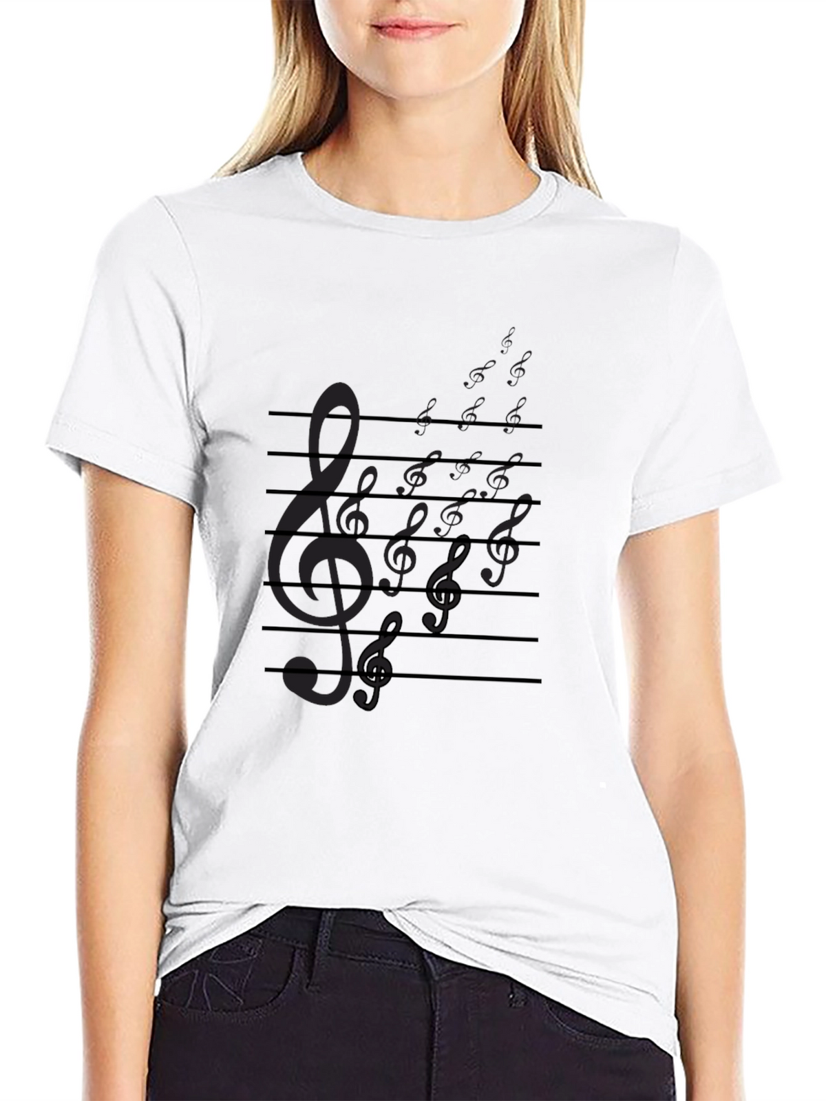 Music Note Graphic Tee - Black