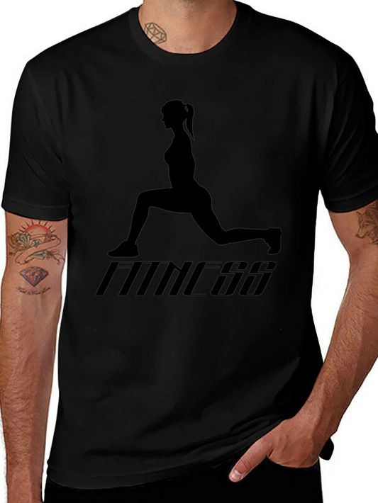 Fitness Graphic Tee - Exercise Silhouette T-Shirt