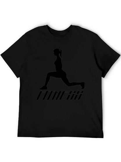 Fitness Graphic Tee - Exercise Silhouette T-Shirt